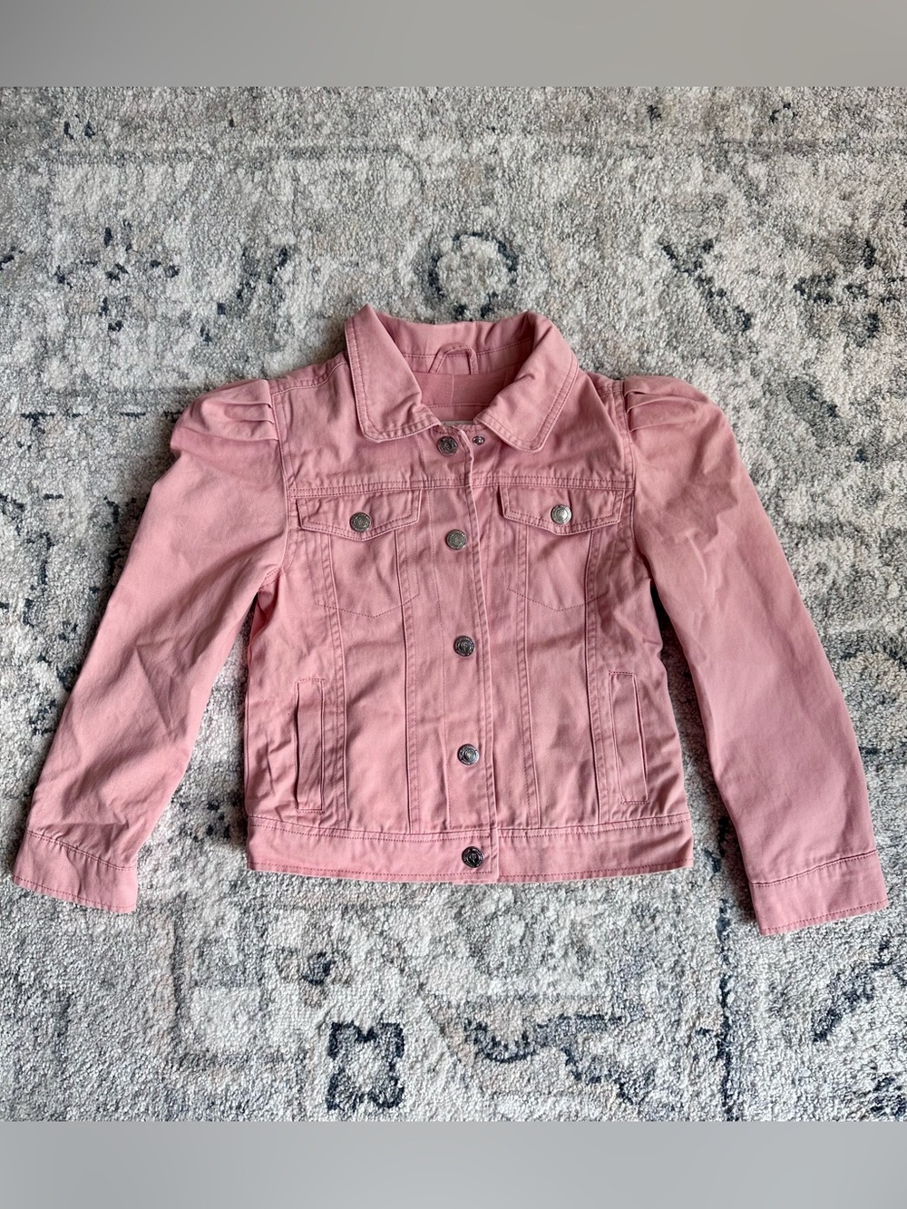 Urban Republic girls size 6X blush pink denim style puff shoulder jacket